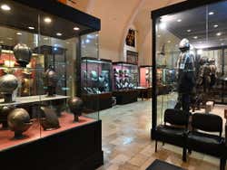 A armoury-style display inside the palace