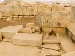 Ancient, dusty stones at Tarxien in Malta